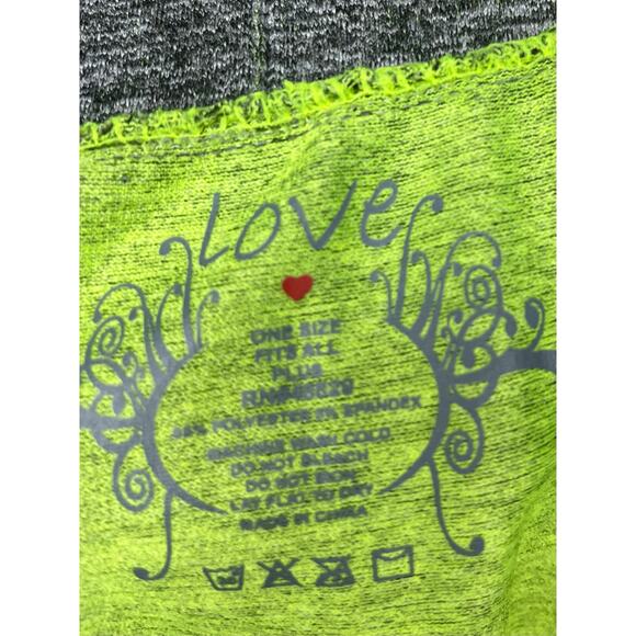 Black and White Striated Leggings W/ Lime Green Stripes One Size Fits All Plus - Picture 4 of 4